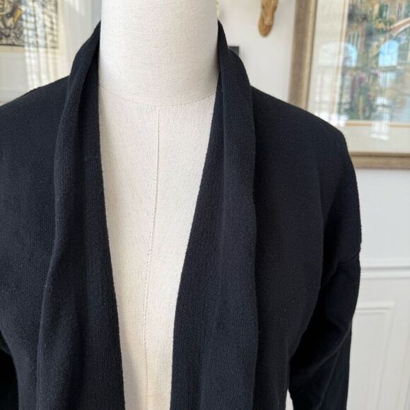 Lululemon Cotton-Cashmere Knit Wrap Open Front Cardigan Black 4 - Picture 2 of 8